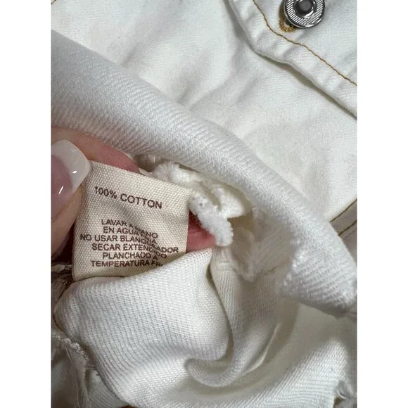 ANTHROPOLOGIE Hem & thread white jean jacket Frayed Hem 100% Cotton Size Large - Picture 8 of 10